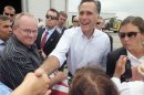 Republican presidential candidate, former Massachusetts Gov. Mitt Romney shakes hands during a campaign event at Watson Truck and Supply, Thursday, Aug. 23, 2012, in Hobbs, N.M. (AP Photo/Hobbs News-Sun, Todd Bailey)