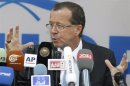 Special Representative of the Secretary-General (SRSG) for Iraq, Kobler speaks at a news conference in Baghdad
