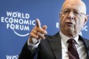 German Klaus Schwab, founder and president of the World Economic Forum, WEF, gestures during a press conference, in Cologny near Geneva, Switzerland, Wednesday, Jan. 16, 2013. The World Economic Forum today unveiled the programme for its Annual Meeting in Davos, Switzerland, including the key participants, themes and goals. The Meeting, will take place from Jan. 23 to Jan. 27, 2013 . (AP Photo/Keystone/Laurent Gillieron)