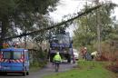 ERDF (Electricity Network Distribution France) workers repair a power line a day after a storm on December 24, 2013 in Plouagat, northwestern France
