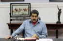 Venezuela's President Nicolas Maduro attends a Council of Ministers meeting at Miraflores Palace in Caracas