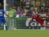 Italy's Pirlo scores a goal past England's goalkeeper Hart during the penalty shoot-out of their Euro 2012 quarter-final soccer match at Olympic Stadium in Kiev