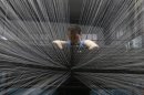 An employee works inside a textile factory in Linhai