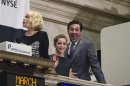 Actors from the show "Mad Men" visit the New York Stock Exchange to ring the opening bell in New York
