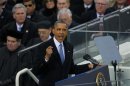 U.S. President Obama delivers his inaugural address during inauguration ceremonies in Washington