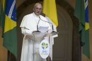 Francisco discursa na cerimônia de boas-vindas ao Sumo Pontífice, no Palácio Guanabara