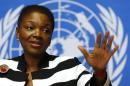 U.N. humanitarian chief Valerie Amos addresses a news conference on the situation in Central African Republic at the United Nations in Geneva