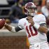 Alabama quarterback AJ McCarron (10) throws to a receiver before an NCAA college football game against Tennessee, Saturday, Oct. 20, 2012, in Knoxville, Tenn. (AP Photo/Wade Payne)