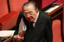 Italian senator for life Andreotti arrives for the fourth round of votes to elect the new Senate speaker in Rome