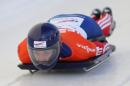 Elizabeth Yarnold of Great Britain competes in the FIBT women's skeleton world cup heat 1, on November 16, 2012 at Utah Olympic Park in Park City, Utah