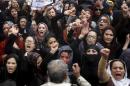 File picture shows members of civil society organisations chanting slogans during a protest in Kabul