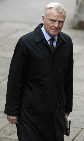 Former FIA president Max Mosley arrives at the Leveson inquiry London, Monday, Nov. 21, 2011. The Leveson inquiry is Britain's media ethics probe that was set up in the wake of the scandal over phone hacking at Rupert Murdoch's News of the World, which was shut in July after it became clear that the tabloid had systematically broken the law. (AP Photo/Alastair Grant)