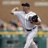 Detroit Tigers pitcher Max Scherzer throws against the Baltimore Orioles in the first inning of a baseball game in Detroit, Monday, June 17, 2013.  (AP Photo/Paul Sancya)