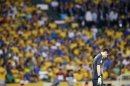 Spain's goalkeeper Iker Casillas reacts during their Confederations Cup final soccer match against Brazil at the Estadio Maracana in Rio de Janeiro