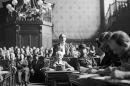 Marshal Philippe Pétain (1856-1951), the former French chief-of-state during Nazi occupation of France, sits at his trial in July 1945 in Paris