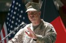 U.S. General John Allen, commander of the NATO forces in Afghanistan, speaks during U.S. Independence Day celebrations in Kabul