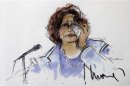 A courtroom sketch depicting the testimony of Katherine Jackson during trial in Los Angeles