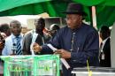 Nigerian President Goodluck Jonathan casts his ballot in Otuoke on March 28, 2015