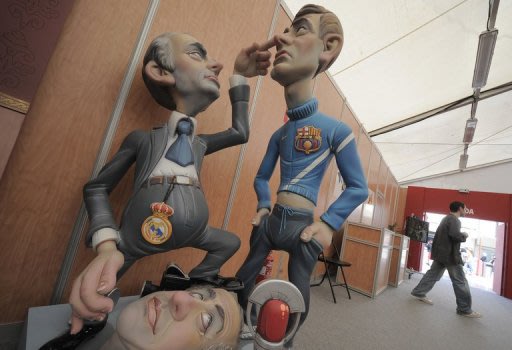 A giant model of the eye-poke incident, made in Valencia, Spain to be burned during a tradtional festival