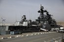 A Russian warship is moored in the Cypriot port of Limassol, on May 17, 2013