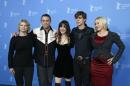 Producer Sutherland, director, screenwriter and producer Linklater and cast members Lorelei Linklater, Coltrane and Arquette pose during a photocall to promote the movie "Boyhood" during the 64th Berlinale International Film Festival in Berlin