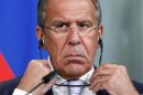Russian FM Lavrov attends a news conference in Moscow