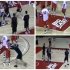 In this four-image combo taken from an ESPN video, Rutgers men's basketball coach Mike Rice kicks, shoves, and throws balls at his players during NCAA college basketball practices in Piscataway, N.J. Fueled by outrage from even the governor when the video went public, Rutgers fired Rice on Wednesday, April 3, 2013, after deciding it didn't go far enough by suspending and fining him for shoving, kicking and throwing balls at players along with spewing gay slurs. (AP Photo/ESPN)