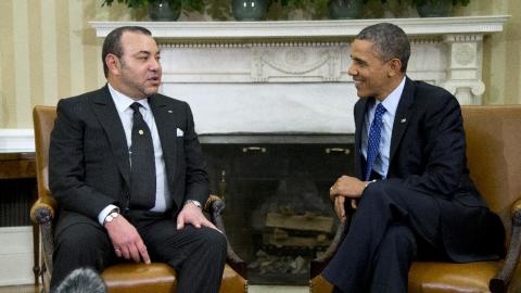 President Barack Obama meets with Morocco's King Mohammed VI, Friday, Nov. 22, 2013, in the Oval Office of the White House in Washington. (AP Photo/ Evan Vucci)