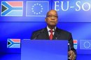 South African President Zuma speaks at a news conference at the end of a European Union-South Africa summit in Brussels