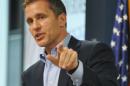 FILE - In this Aug. 5, 2016 file photo, Missouri Republican gubernatorial candidate Eric Greitens a speaks in Jefferson City, Mo. Greitens often recounts how he volunteered in Bosnia helping children separated from their families by a horrific ethnic war. But the refugee camps he visited as a college student in summer 1994 actually were in neighboring Croatia. (Julie Smith/The Jefferson City News-Tribune via AP File)