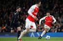 Arsenal's striker Alexis Sanchez (R) in action during their UEFA Champions League Group F football match between Arsenal and GNK Dinamo Zagreb at The Emirates Stadium in London on November 24, 2015
