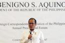 Philippines' President Aquino answer questions during a FOCAP forum at a hotel in Manila