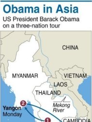 Graphic showing the three countries on US President Barack Obama's Asian tour