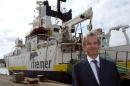 CEO of the French Research Institute for Exploitation of the Sea Jean-Yves Perrot poses near the research vessel 'Le Suroit' in La Seyne-sur-Mer, south eastern France on September 20, 2012