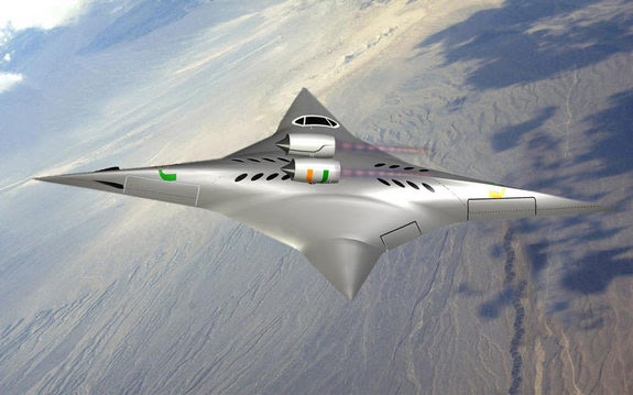 A flying wing aircraft design resembling a ninja star can turn 90 degrees in midair to go into supersonic mode.