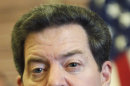FILE - In this Jan 9, 2012 file photo, Kansas Gov. Sam Brownback listens to a reporter's question during a news conference in his Statehouse office in Topeka, Kan. Republicans set out a bold conservative agenda after taking control of state capitols across the Midwest and South in the last general election. But after a series of notable achievements last year, the largest Republican wave in statehouses since the Great Depression now is splintering and action on key issues is stalled despite little meaningful opposition from outnumbered Democrats. (AP Photo/Orlin Wagner)