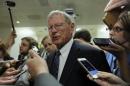 Sen. James Inhofe, R-Okla., ranking member on the Senate Armed Service Committee,speaks to reporters on Capitol Hill in Washington Tuesday, July 8, 2014, after attending a closed committee meeting on the situations in Iraq and Afghanistan from Defense Secretary Chuck Hagel and Joint Chiefs of Staff Chairman Gen. Martin E. Dempsey. (AP Photo/Susan Walsh)