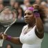 Serena Williams of the U.S. reacts to breaking the serve of Agnieszka Radwanska of Poland in the third set during their women's final tennis match at the Wimbledon tennis championships in London
