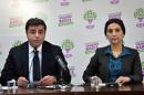 Co-chairs of the pro-Kurdish Peoples' Democratic Party (HDP), Demirtas and Yuksekdag hold a news conference in Ankara, Turkey