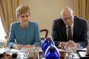 Scotland's First Minister Nicola Sturgeon and Deputy First Minister John Swinney during an emergency cabinet meeting at Bute House in Edinburgh