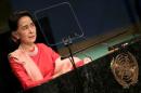 Myanmar's Minister of Foreign Affairs Aung San Suu Kyi addresses the 71st United Nations General Assembly in New York