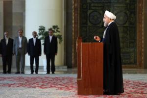 Iran's president Hassan Rouhani addresses the nation …