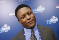 FILE - This April 22, 2010 file photo shows former NFL running back Barry Sanders arriving for the NFL Draft in New York. A Houston couple desperate for a baby was trying to raise money for a last attempt at in vitro fertilization. To do so, they're auctioing a rare Barry Sanders football card. Now, the Hall of Fame running back is spreading the word about the sale in hopes of raising the $20,000 the couple needs. (AP Photo/Jason DeCrow, File)