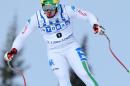 Italy's Dominik Paris competes in the men's downhill practice during the alpine skiing FIS World Cup in Lake Louise, Canada, on November 27, 2013