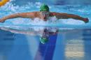 South Africa's Chad le Clos swims to gold in the Men's 200m Butterfly Final at the Tollcross International Swimming Centre during the 2014 Commonwealth Games in Glasgow on July 26, 2014