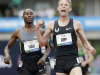 Galen Rupp celebrates after finishing first in the men's 5,000 meter finals at the U.S. Olympic Track and Field Trials Thursday, June 28, 2012, in Eugene, Ore. Bernard Lagat came in second. (AP Photo/Eric Gay)