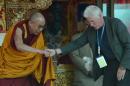 US actor Richard Gere (right) with the Dalai Lama to greet him on his 79th birthday at Choglamsar, about 10 km from Leh, Ladakh on July 6, 2014