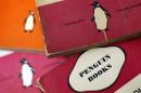 Penguin books are seen in a used bookshop in central London