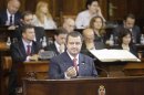 Serbia's prime minister designate Ivica Dacic speaks to members of the parliament in Belgrade