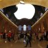 The Apple Inc. logo hangs inside the newest Apple Store in New York City's Grand Central Station